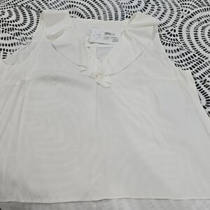 Sportalm White Viscose Tank Top With Ruffles And Back Pleat